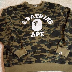 A Bathing Ape-BAPE-Camo Jacquard College Crewneck Sweatshirt-XL